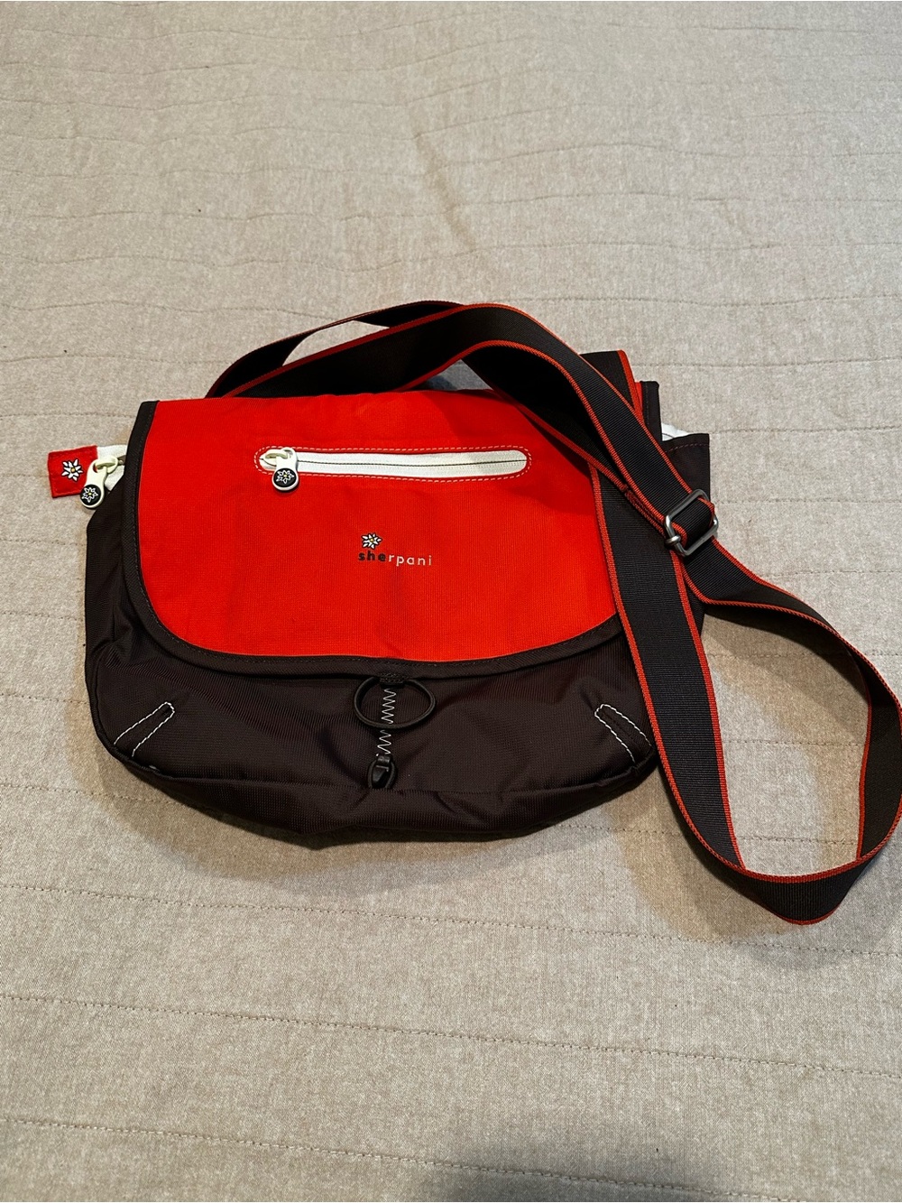 Sherpani Orange and Black Crossbody Messenger with Contrast Trim